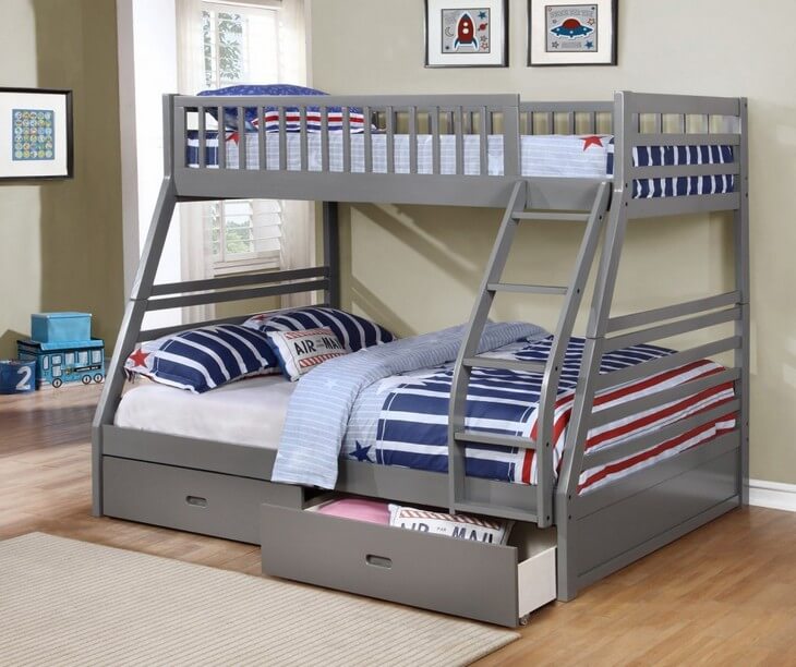 Solid Wood Bunkbed with Storage (Twin/Full)