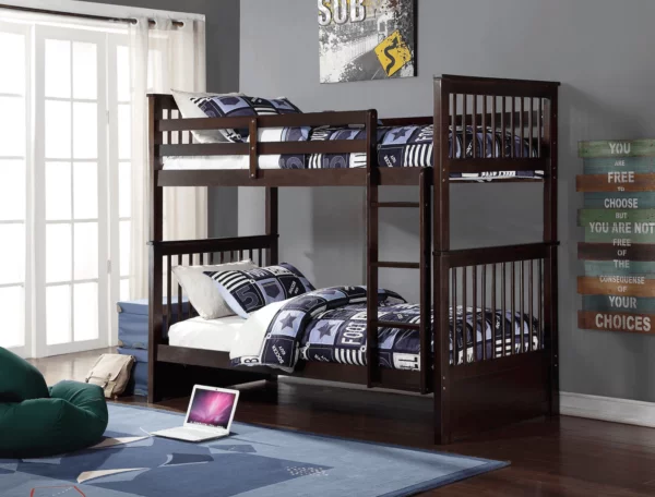 Espresso Twin Convertible Bunkbed Made of Solid Wood - B121-E | Homebay
