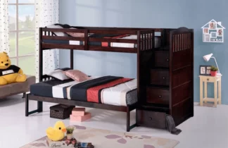 Espresso Twin over Full Staircase Bunkbed With Drawers - IFDC - B5910 | Homebay