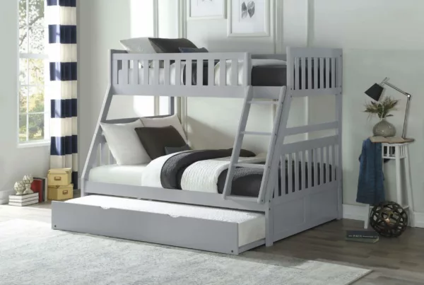 Orion White Twin Over Full Bunkbed With Twin Trundle -B2063TF-1-R | Homebay